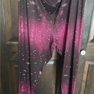 Women's Black and Pink Snowflake Leggings